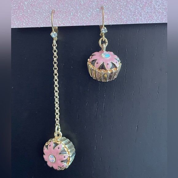 Betsey Johnson Jewelry - Betsey Johnson Asymmetrical Cupcake Dangle Earrings